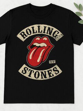 The Rolling Stones Tour 78 Rock T-Shirt Vintage Music Graphic Black Tee